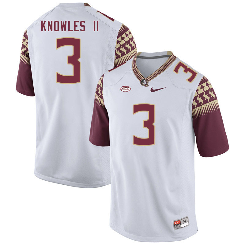 Men #3 Kevin Knowles II Florida State Seminoles College Football Jerseys Stitched-White - Click Image to Close